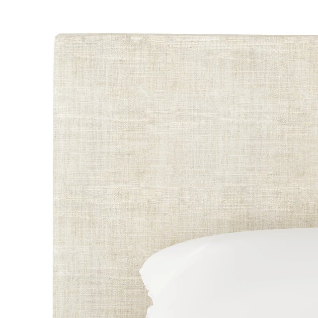 Spritely Home Norah Platform Bed in Talc Classic Linen, Twin, Black Finish For Sale - Image 4 of 6