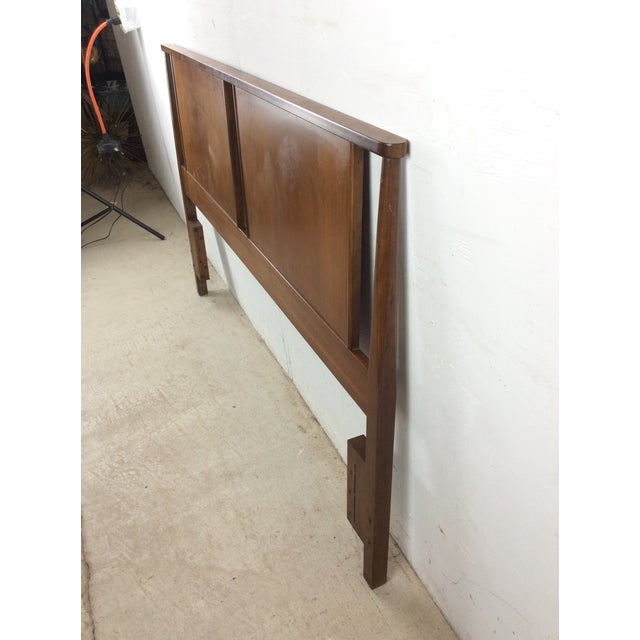 Mid Century Modern Full Size Walnut Headboard With Turned Wood Frame For Sale - Image 11 of 17