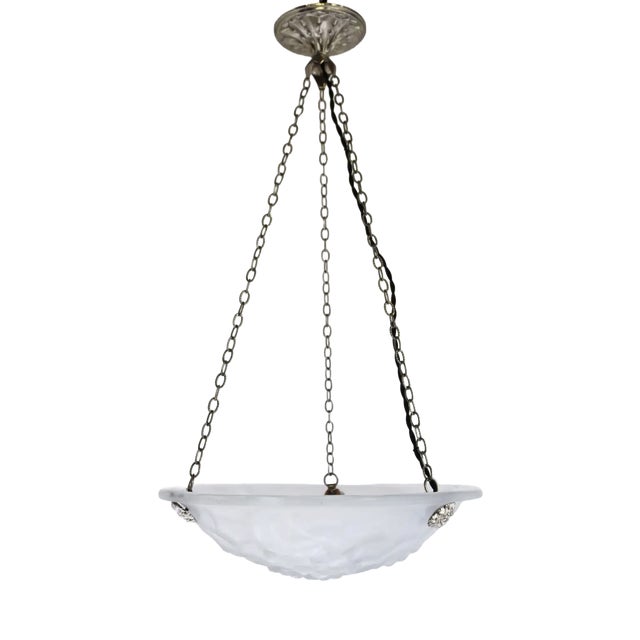 Antique French Art Deco Pendant Light by David Gueron Degue, 1925 For Sale