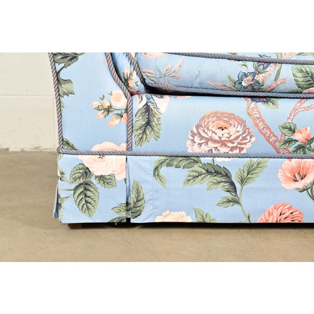 Baker Furniture English Traditional Floral Upholstered Roll Arm Camelback Sofa For Sale - Image 10 of 15