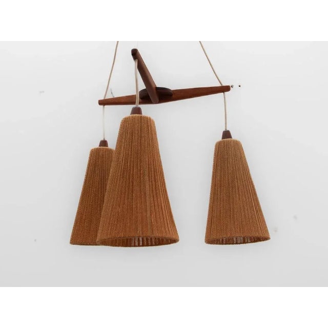 1960s Teak and Jute Cord Pendant Cascade Lamp from Temde, 1960s For Sale - Image 5 of 12