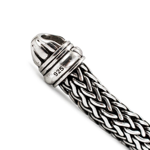 Metal Men’s Effy Silver 10.20 Ct Malachite Braided Chain Wheat Mesh Link Bracelet For Sale - Image 7 of 9