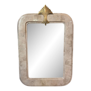 Vintage Tessellated Stone Mirror With Gold Accent