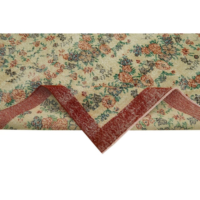 Vintage Turkish Beige Area Rug For Sale - Image 6 of 7