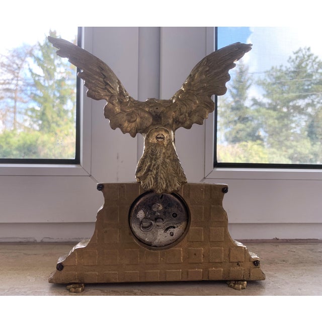 Brass Eagle Mantel Clock, 1920s For Sale - Image 14 of 18