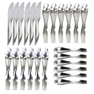 Model 7000 Danube Cutlery by Janos Megyik for Amboss, 1970s, Set of 24 For Sale