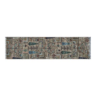 Hand-Knotted Cypress and Willow Garden Runner in Grey Wool, 2'9" X 9'10" For Sale