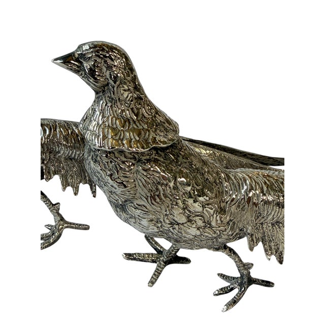 20th Century Italian Silver Plate Game Bird Figurals - A Pair For Sale - Image 13 of 13