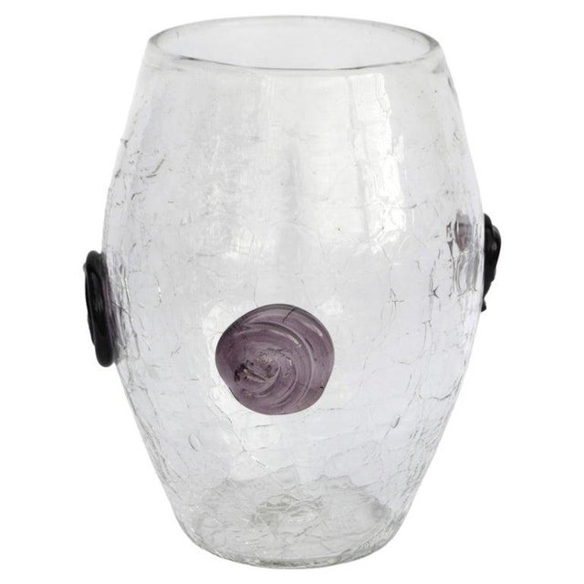 Blenko’s Style crackle glass Vase is hand‑blown art glass known for its textured, fractured surface created by plunging...