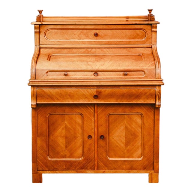 Louis Philippe Cylinder Secretary in Cherrywood, Mid-19th Century For Sale