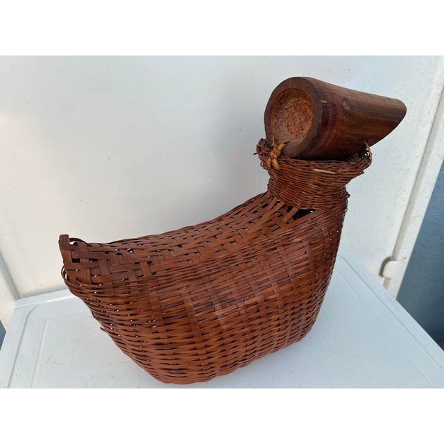 Vintage Wicker & Bamboo Wood Duck For Sale - Image 12 of 12
