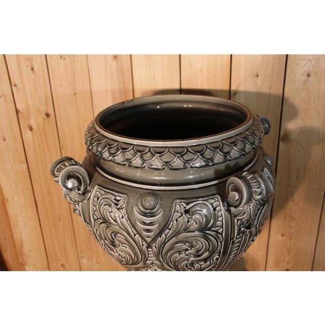 Earthenware Cachepot and Column attributed to Massier, 1890s, Set of 2 For Sale - Image 4 of 10