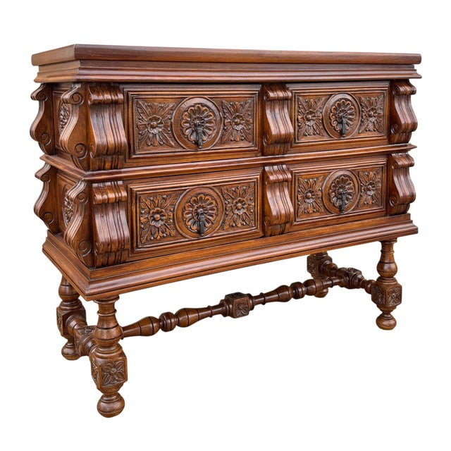 Spanish Carved Wood Chest of Drawers with Barley Twist Legs, 1890 For Sale - Image 10 of 10