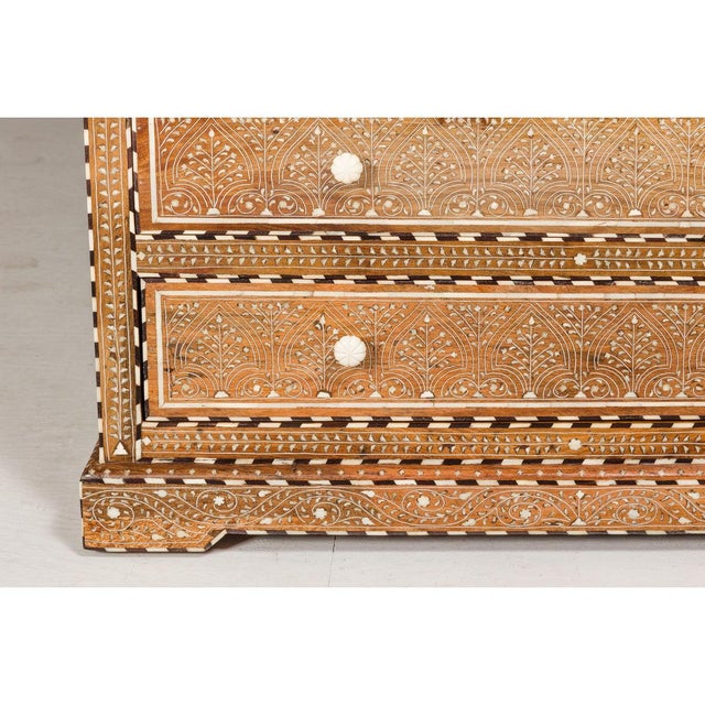 Early 20th Century Anglo Style Buffet à Deux-Corps with Abundant Floral Themed Bone Inlay For Sale - Image 10 of 12