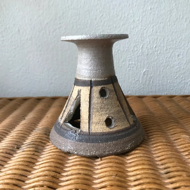 Vintage Boho Studio Pottery Candle Stick Holder For Sale - Image 4 of 11