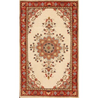 Hand-Knotted Middle Eastern Wool and Cotton Rug For Sale