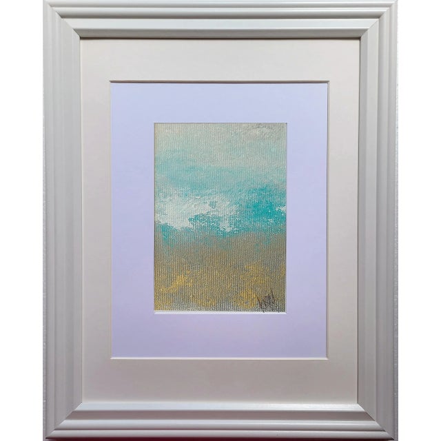 Metal Coastal Beach Abstract Original Framed Art Painting For Sale - Image 7 of 7