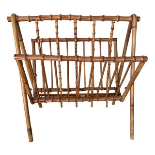 Bamboo Newspaper Holder, 1920s For Sale