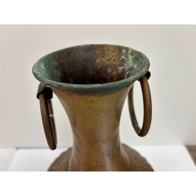 Vintage Middle Eastern Large Copper Handmade Vessels With 2 Ring Handles - A Pair For Sale - Image 14 of 16