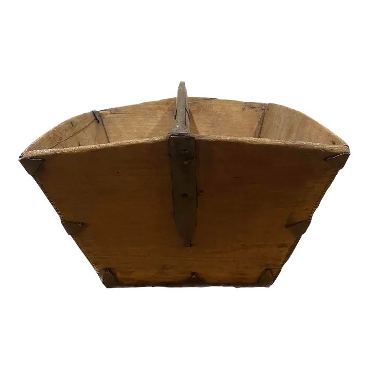 19th Century Antique Chinese Wood & Metal Basket Chairish