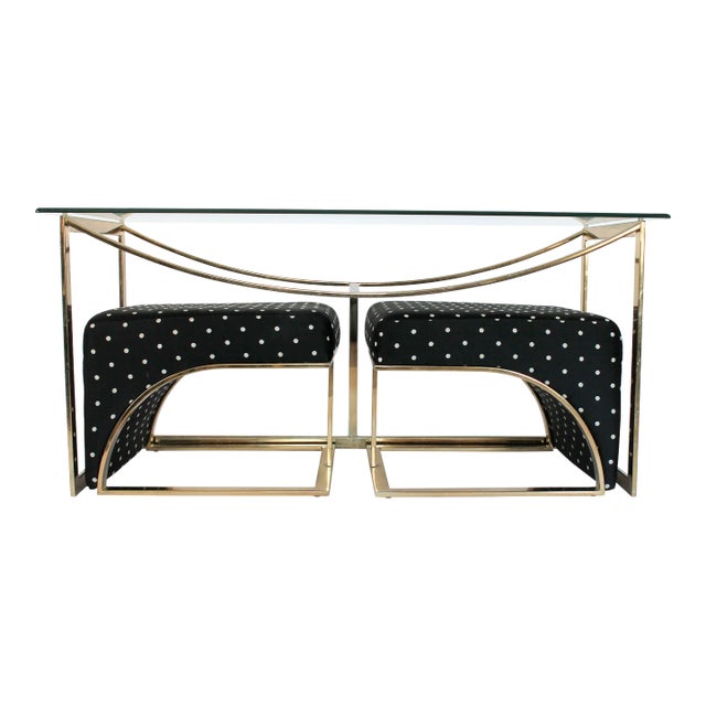 Vintage Hollywood Regency Console Table With Benches For Sale
