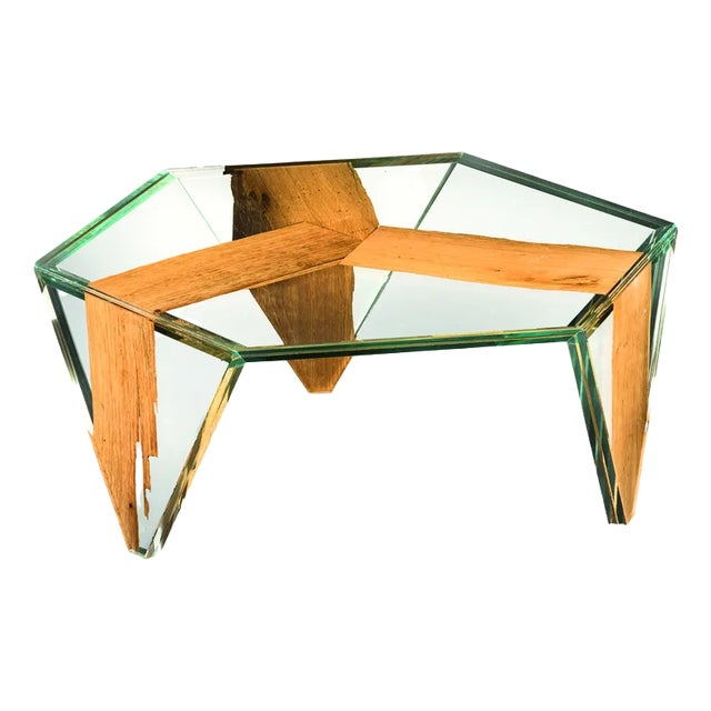 Italian Glass and Wood Tavolino Venice Ruche Coffee Table from VGnewtrend For Sale