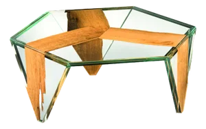 Italian Glass and Wood Tavolino Venice Ruche Coffee Table from VGnewtrend