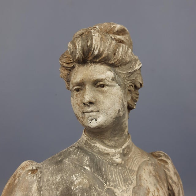 Beige Ancient Kaolin Sculpture by A. Bordeaux, 1800s For Sale - Image 8 of 14