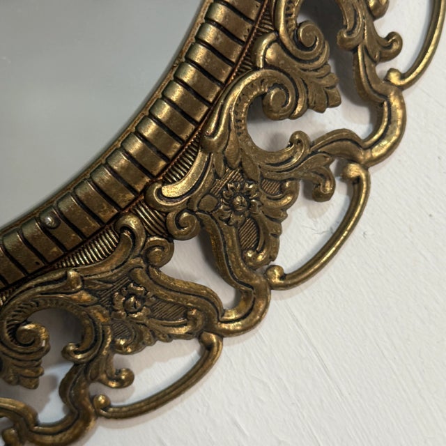 Gold Round Brass Mirror, 1970s For Sale - Image 8 of 11