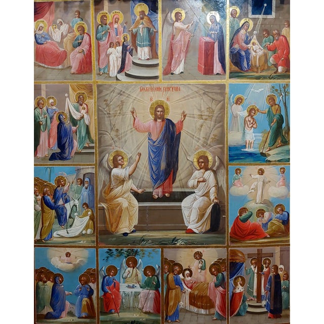 18th Century Russian Icon in Mahogany Shadow Box For Sale - Image 4 of 12