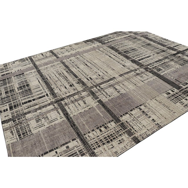 Rug & Kilim Rug & Kilim’s Modern Distressed Abstract Rug in Beige, Gray and Black Tones For Sale - Image 4 of 8
