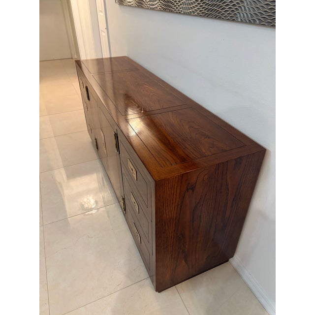 Campaign 1980s Henredon Campaign Credenza For Sale - Image 3 of 10