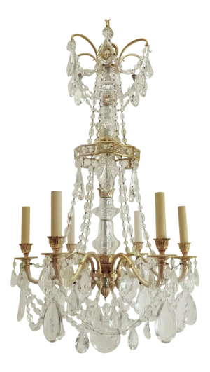 Neoclassical Gilt Bronze and Crystal Chandelier by E. F. Caldwell