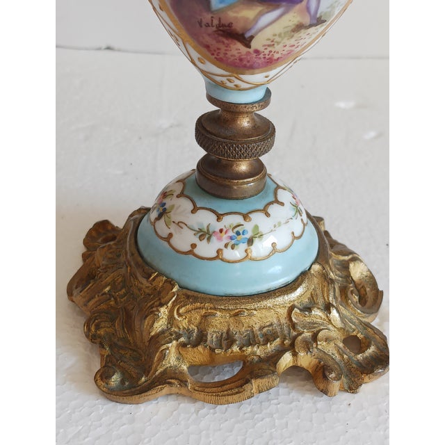 French Antique French Sevres Porcelain Candelabras Gilt Bronze Ormolu 12 In. For Sale - Image 3 of 3