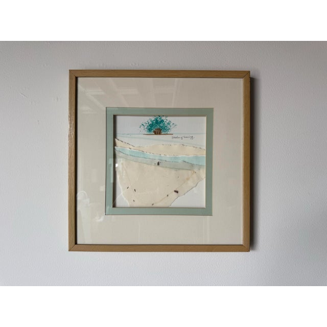 Contemporary 1980’s Vintage “Shades of Evening” Mixed Media Collage Landscape Painting by Okaty For Sale - Image 3 of 12