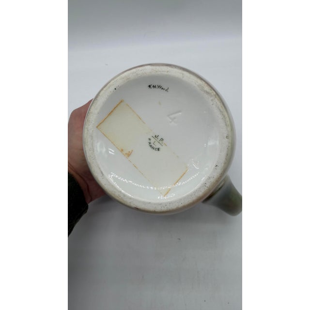 A Rare Hand Painted Jean Pouyat Limoges Porcelain Pitcher by F. M. Wood, Circa 1900 For Sale - Image 12 of 12