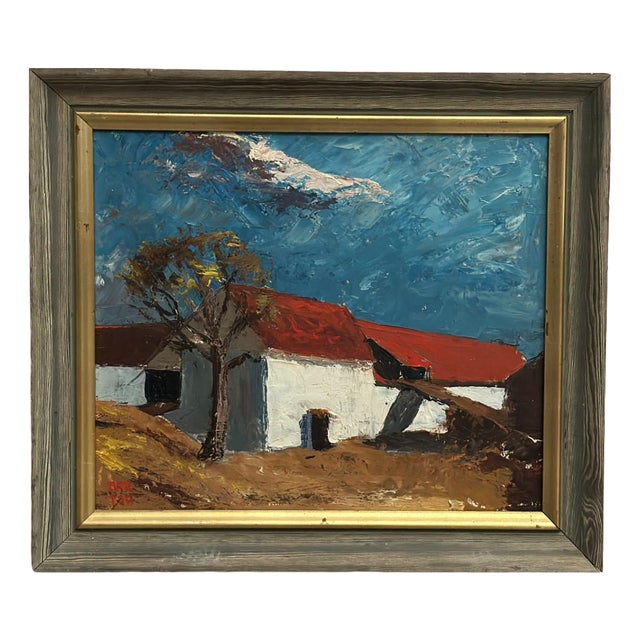 Bartja Björklund, Barn, 1960s, Oil on Panel, Framed For Sale