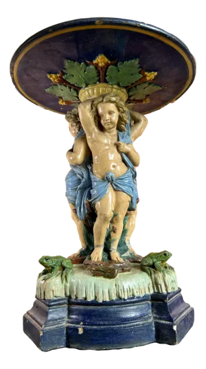 Large Centerpiece with Putti and Frog, 19th Century