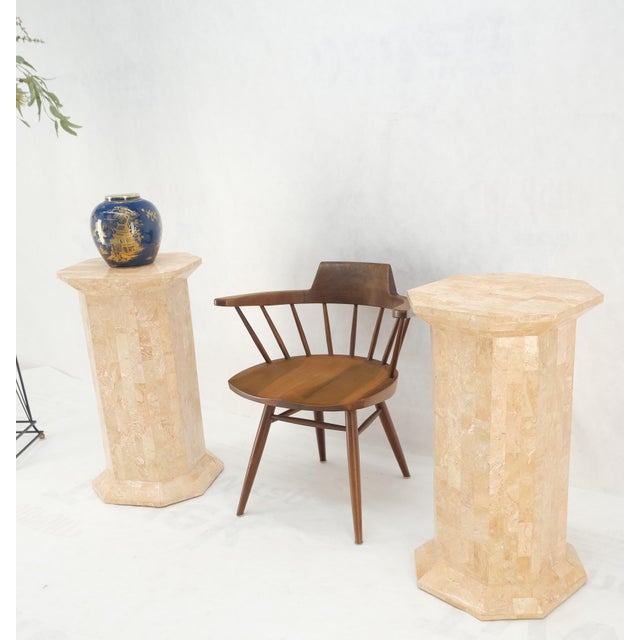 Maitland - Smith Pair of Tessellated Stone Marble Columns Octagon Shape Pedestals Columns Mint! For Sale - Image 4 of 12