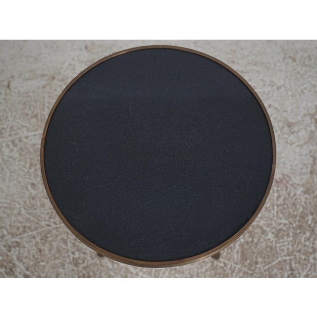 Traditional Theodore Alexander Round Granite & Brass Side Table For Sale - Image 3 of 13