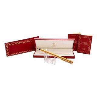 Trinity 18ct Gold-Plated Fountain Pen with 18ct Gold Nib from Cartier, 1980s, Set of 3 For Sale