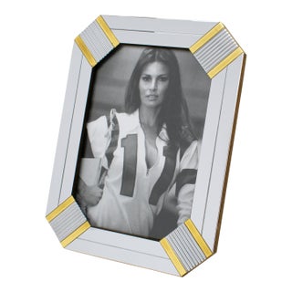 Noel Bc Geometric Brass and Chrome Picture Frame, Italy Circa 1970 For Sale