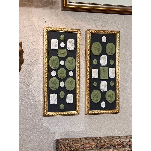 A Pair of Neoclassical Grand Tour Intaglio & Cameo Sets in Gilded Guilloche Frames For Sale - Image 11 of 11