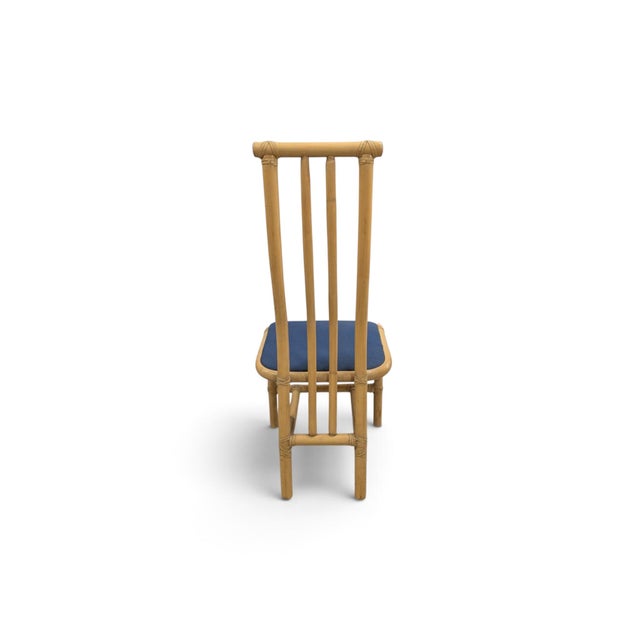 High-Back Bamboo Dining Chairs, 1970s, Set of 5 For Sale - Image 6 of 12