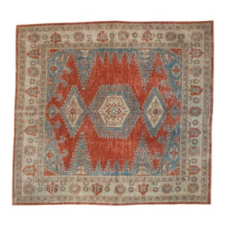 Vintage Distressed Veece Square Carpet - 6'6" x 7'1" For Sale