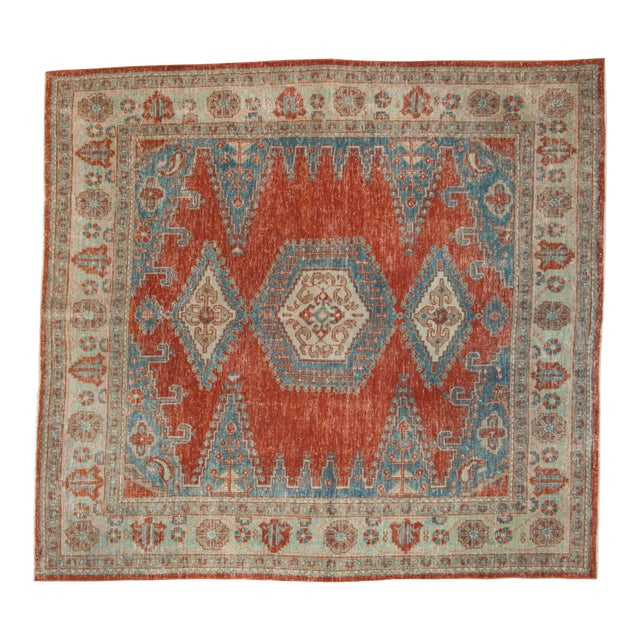 Vintage Distressed Veece Square Carpet - 6'6" x 7'1" For Sale