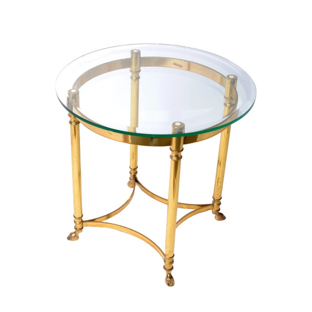 Metal 1970s Italian Brass & Glass Hoof Feet Table For Sale - Image 7 of 7