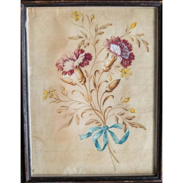 18th Century English Botanical Watercolor Study Painting of Carnations For Sale In New York - Image 6 of 8