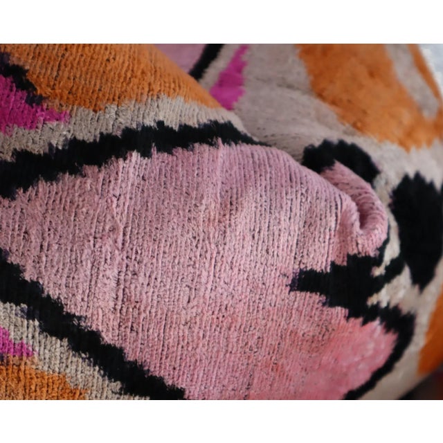 Handmade Pink & Orange Silk Velvet Throw Pillow & Down Insert For Sale - Image 12 of 12