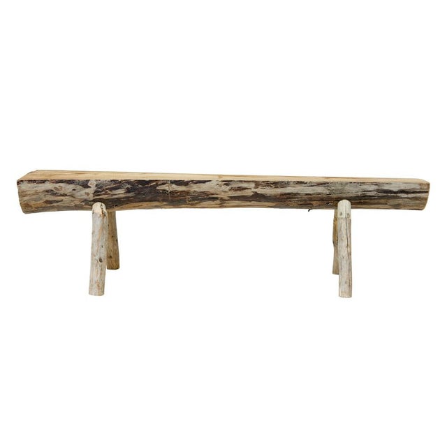 Scandinavian Handmade Log Benches, 1950, Set of 2 For Sale - Image 4 of 13